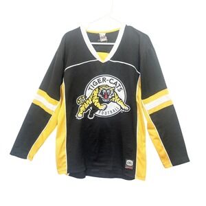 Hamilton Tiger-Cats SOGO CFL Football Jersey Black Yellow Long Sleeve Mens 2000s